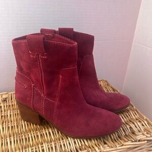 Vince Camino Red Suede Booties -Size 8.5